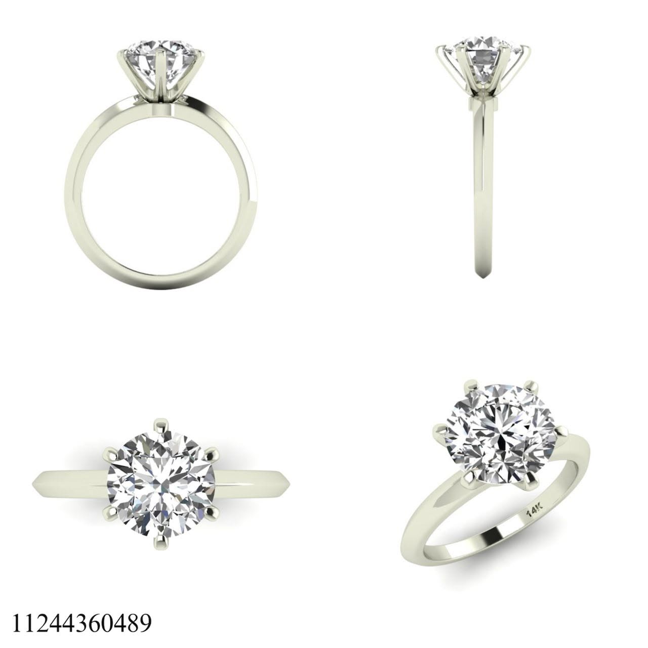 CAD design for Tiffany-style six-prong solitaire