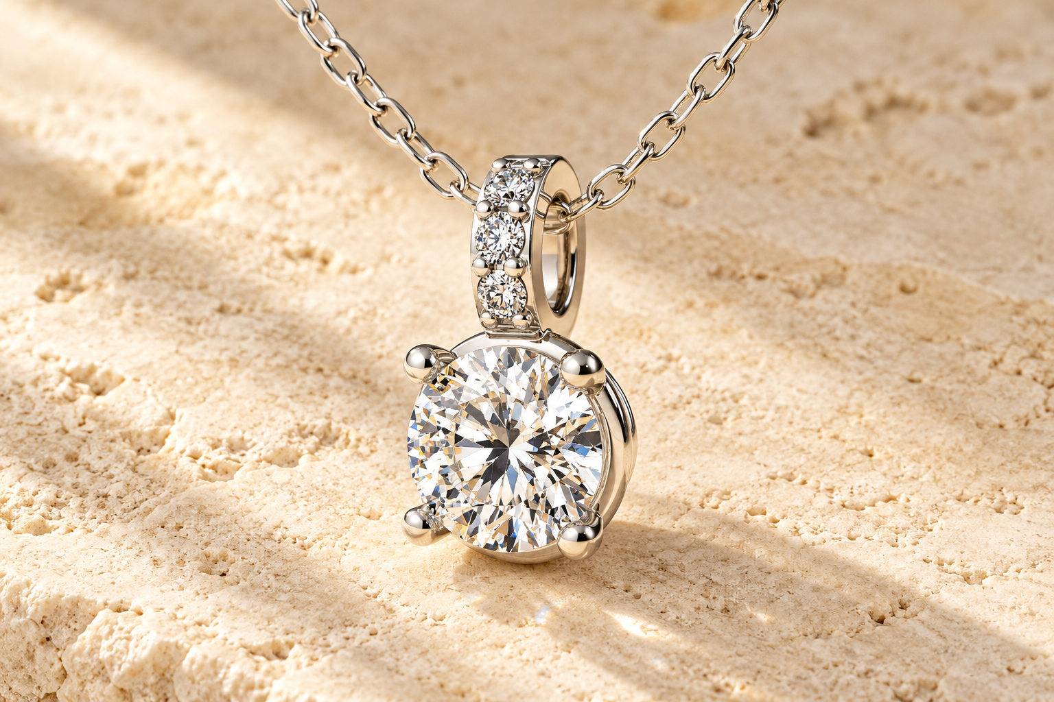 AI design visualisation: White-gold diamond pendant